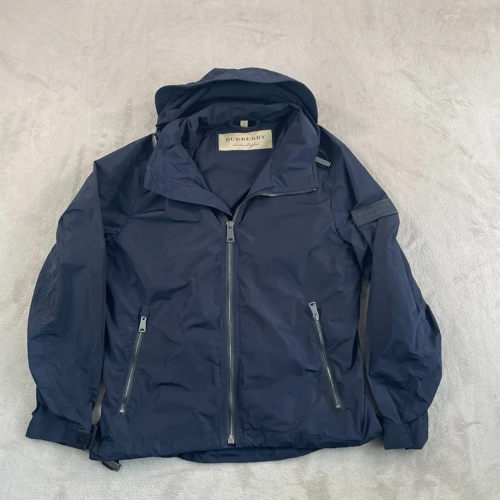Burberry London Hedley Hooded Zip-Up JacketMen 52 Navy Packable Hood $590 - Picture 2 of 15